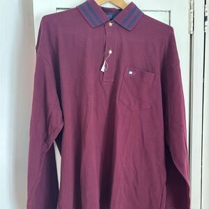 Tommy Hilfiger Burgundy Polo with Striped Collar NWT